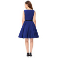 Grace Karin Plus tamanho sem mangas curto curto vintage retro Royal Blue Cotton Dresses vestido de verão 50s CL6086-54